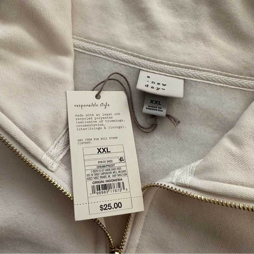 NWT Plus Size Women’s A New Day Cream Quarter Zip Pullover Sweatshirt - Picture 3 of 4